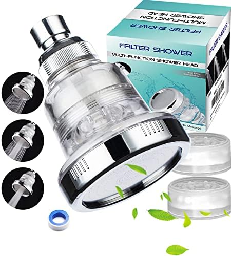 AYI 2 in 1 Vitamin C Filtered Fixed Shower Head High Pressure Purifying Hard Water Softener Chlorine Flouride Filter Multi Modes Changeable Showerhead Fresh Dry Skin & Hair Loss by AYITechnology