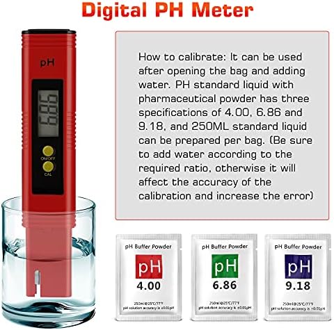 PH Meter for Water Hydroponics Digital PH Tester Pen 0.01 High Accuracy Pocket Size with 0-14 PH Measurement Range for Household Drinking, Pool and Aquarium (1, Red, Normal) - Image 6