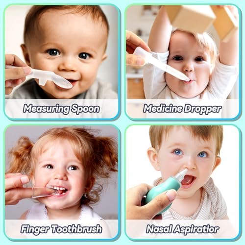 Baby Healthcare and Grooming Kit, Baby Safety Set Newborn Nursery Health Care Set with Hair Brush Scale Measuring Spoon Nail Clippers (12pcs, Green) (Green) - Image 5