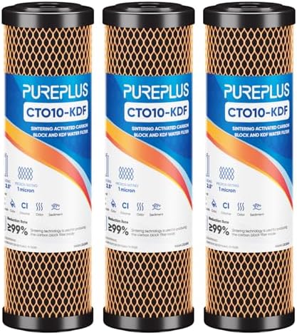 PUREPLUS 2.5" x 10" Whole House Heavy Metal Removal Water Filter, 3 PACK by PUREPLUS