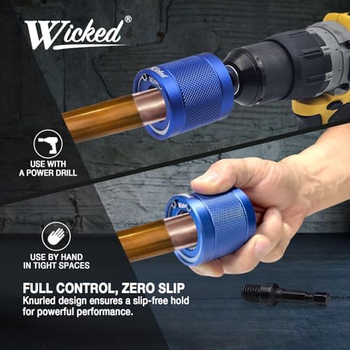 WICKED 1/2’’ Copper Pipe Cleaner, The Original Fully Repairable Extreme Duty, Professional Plumber’s Tool, Industrial Strength Aircraft Grade Aluminum, Tradesmen Quality/Durability - Image 4