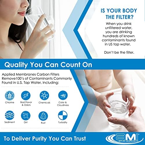 APPLIED MEMBRANES INC. 4.5" x 20" Carbon Water Filter | Whole House or Commercial Water Filtration System Replacement Filter | Chlorine Taste Odor Removal | Fits 20" Big Blue Housing | H-F4220AC - Image 7