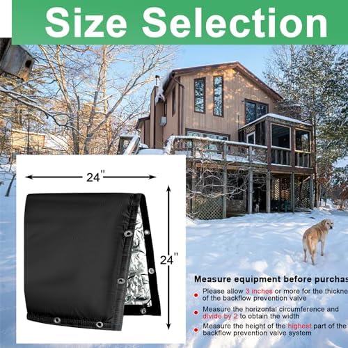 Backflow Preventer Insulated Cover (5F) 6-Layer Fabric Pipe Insulation Cover for Water Well Pump and Sprinkler Valve Winter Freeze Protection UV Coated (24" W X 24" H) - Image 4