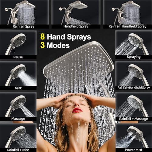 12-Inch High Pressure Rain Shower Head with Handheld Spray Combo, Magnetic - Image 3