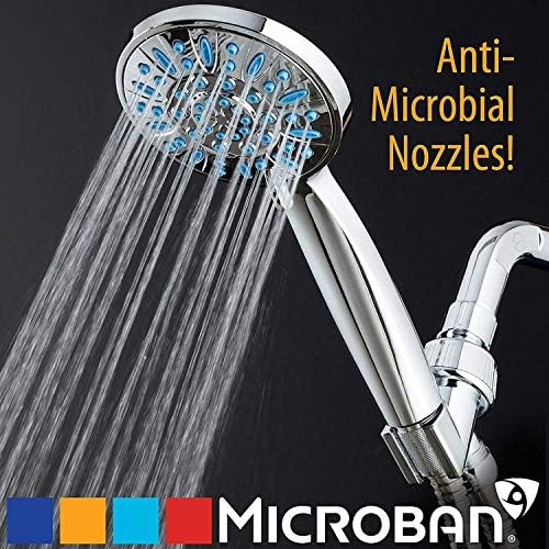 AquaDance Anti-Clog High-Pressure 6-setting Hand Shower with Nozzle Protection from Growth of Grime for Stronger Shower! Aqua Blue - Image 5