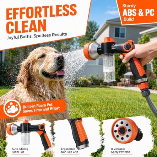 Dog Washing Hose Attachment, 8-in-1 Dog Shower Attachment & Hose Nozzle - Image 5