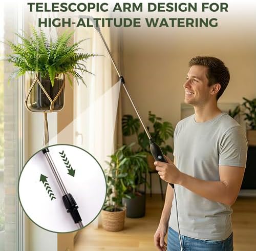 Cordless High-Reach Plant Waterer - Rechargeable Sprayer with Long Wand - Image 2
