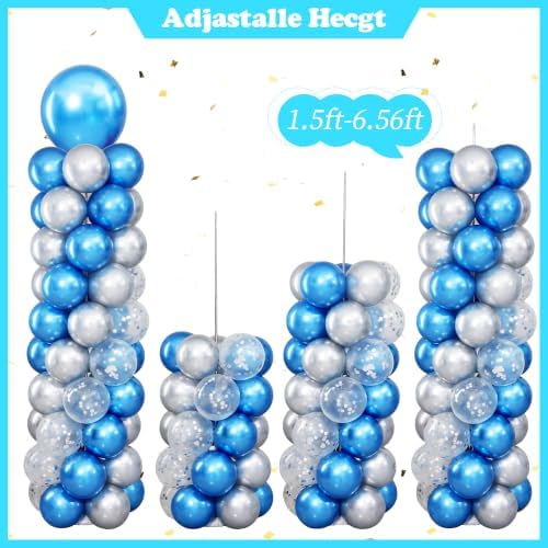 Blue and Silver Balloon Column Stand Kit Set of 2 for Floor - Image 6