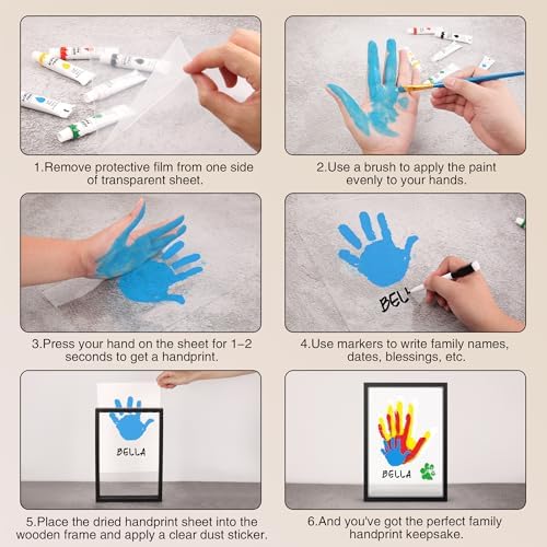 Family Handprint Kit for 4, Hand Print Keepsake Frame DIY Craft Gift - Image 7