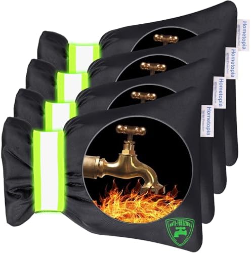 4Pack Outdoor Faucet Covers for Winter - 6.7" W x 8.3" H Outside Hose Bib Spigot Covers Protector Socks for Winter Freeze Protection Insulation Reusable Waterproof Insulated backflow Cover,Black by Hometopia