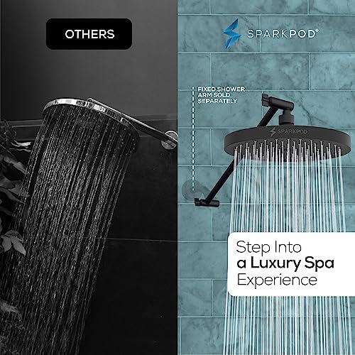 SparkPod 8" Round Rain Shower Head with 16" Shower Arm - Image 2