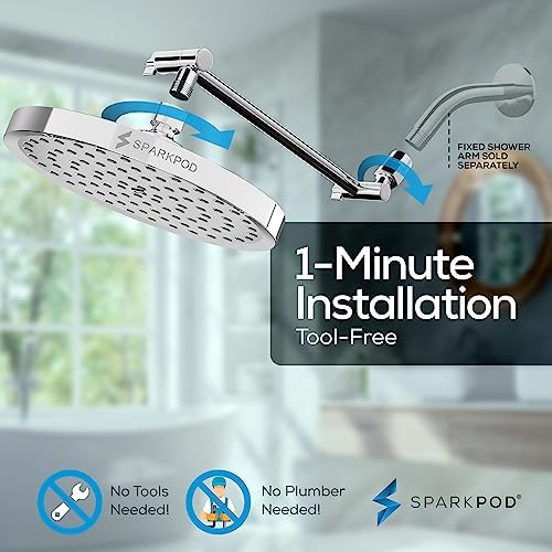 SparkPod 8" Round Rain Shower Head with 11" Shower Arm - Image 6