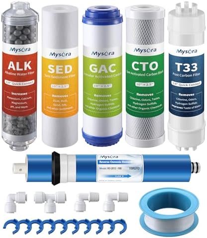 F6K75 NSF Certified 6-months Replacement Filter Cartridge Set Compatible with iSpring RCC7AK, 6-Count for Standard 6-Stage Reverse Osmosis (RO) Systems with Alkaline Remineralization Filter by Unknown