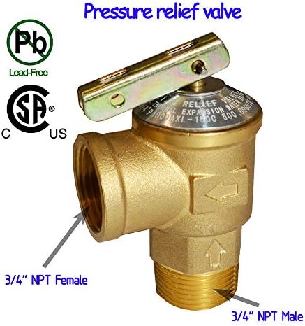 HQMPC Tankless Water Heater Isolation Valves Tankless Water Heater Flush Kit Tankless Valve Kit 3/4" NPT, Including 1 Valve For Hot water,1 Valve For Cold Water, 1 Pressure Relief Valve - Image 4