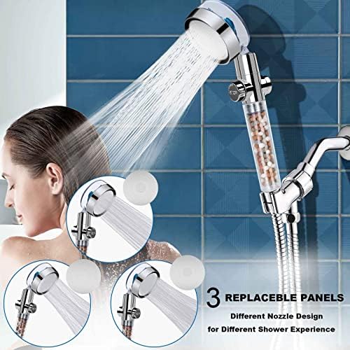 Filtered Handheld Shower Head Kit in Blue, High Pressure Showerhead with Filter Beads, Spare Hose, Mount Bracket, Replacement Bead Filters and Bath Loofah Included - Image 2