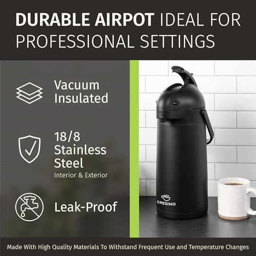 Airpot Coffee Carafe Dispenser with Pump Black 12 Hours Hot Water Retention - Image 5