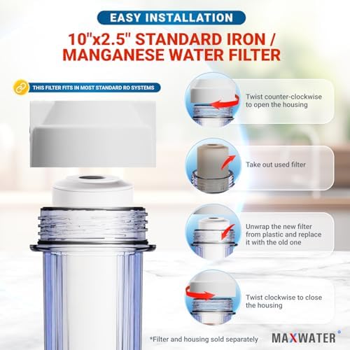 Max Water Whole Iron Manganese Replacement Set - Heavy Duty, for Standard Whole House Systems 10" x 2.5" Good for Iron, Manganese Reduction (Pack of 1) - Image 5