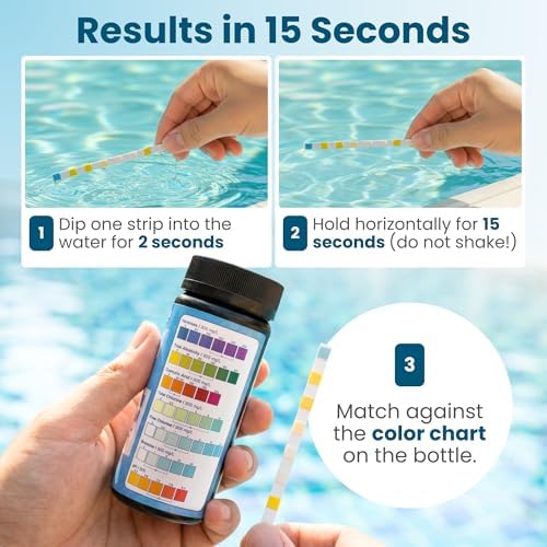 Pool & Spa Test Strips 7-in-1, 100 Strips for Pools, Hot Tubs & Saltwater Spas – Accurately Tests pH, Free & Total Chlorine, Bromine, Alkalinity, Hardness & Cyanuric Acid – Easy, 30-Second Results - Image 4