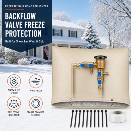 Backflow Preventer Cover Insulated Pouch, 30 x 24 Inch 5-Layer Winter Freeze Protection for Outdoor Sprinkler Valves and Pipes, Includes 10 Cable Ties and 1M Self-Fusing Silicone Tape (24X30) - Image 2