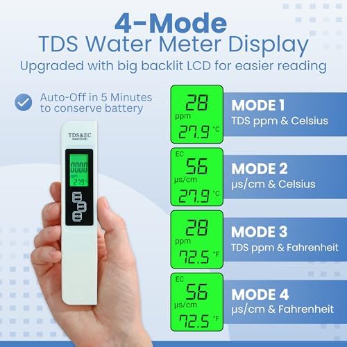 All-New 2026 TDS Meter Digital Water Tester – 4-in-1 Accurate & Reliable TDS, EC & Temperature Meter (°C, °F) 0-9990 ppm, Ideal for Drinking Water, Aquariums, Hydroponics, RO/DI Systems & More - Image 2