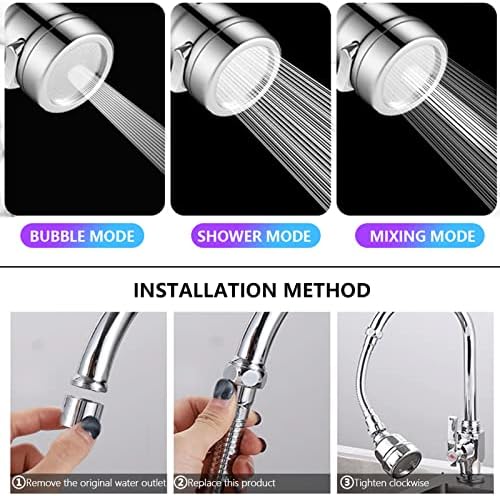 3 Pieces Kitchen Tap Head Fucet Aerator, 360 Degree Rotatable 3 Mode Adjustable Faucet Extender Kitchen Faucet Head Replacement for Bathroom Kitchen - Image 4