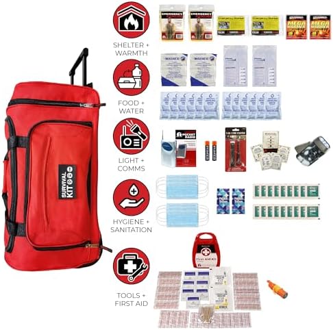 2-Person, 72 Hour Necessity Wheel Bag Survival Kit - Food, Water, Tools - Image 2