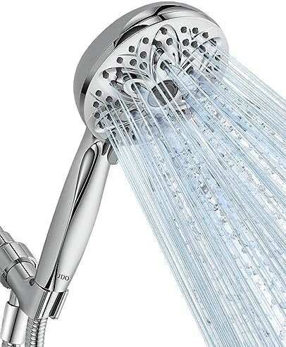 JDO High‑Pressure 6‑Setting Handheld Shower Head, 4.7 Inch Chrome Premium by JDO