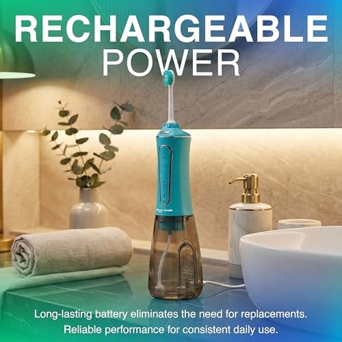 Professional Water Flosser - Advanced Dental Care for a Healthier Mouth, Gum, and Teeth - IPX7 Waterproof Oral Irrigator | 7 Replacement Tips, Travel-Friendly, Rechargeable - Oral Hygiene (Green) - Image 4