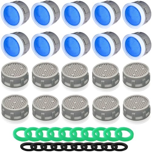 Faucet Aerator 2.2GPM Flow Restrictor Insert Faucet Aerator Replacement Part Used for Bathroom or Kitchen Sink Faucet Filter Suitable for Internal and External Thread Faucet Aerators (20 PCS) by MOILINJAEY