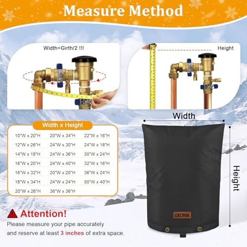 RICHIE Backflow Preventer Cover (5°F) Heavy-Duty 5-Layer Insulated Enclosure, Freeze & All-Weather Protection for Outdoor Pipe, Irrigation Sprinkler Valve, Well Water Pump & PVB, 24" Wx18 H Black - Image 2