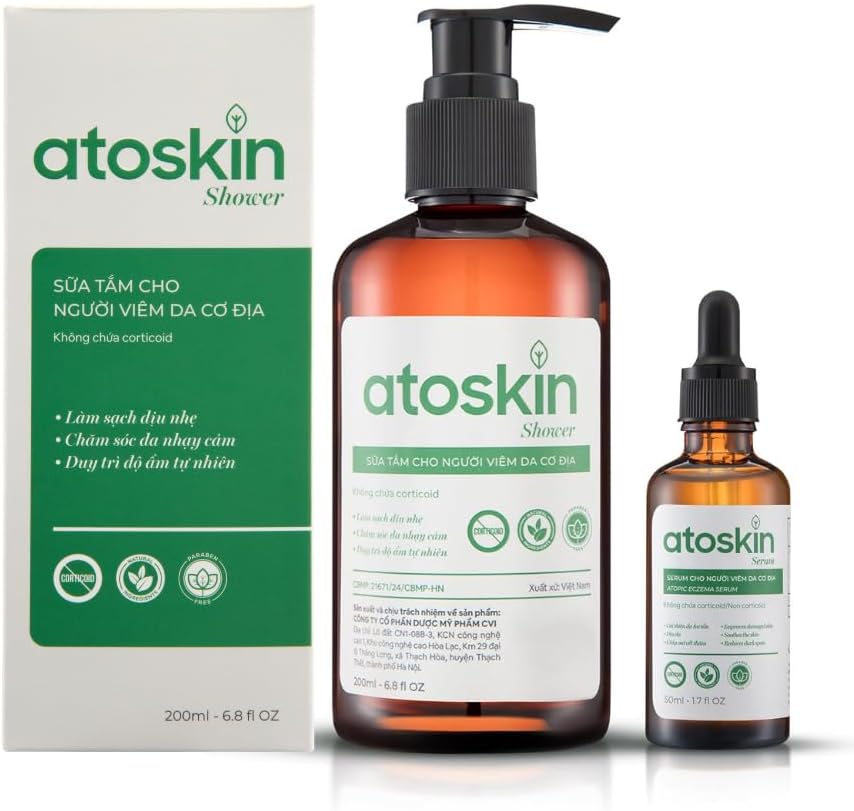 Atoskin Shower & Serum Set – Gentle Relief for Eczema-Prone, Sensitive, & Dry Skin – with RicoBio JA7 Herbal Complex, Fragrance-Free, Steroid-Free – Complete 2-Step Routine by ATOSKIN