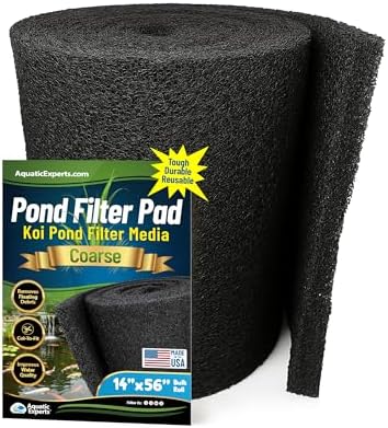 Aquatic Experts Classic Koi Pond Filter Pad COARSE – Bulk Roll Pond Filter Media, Rigid Ultra-Durable Latex Coated Fish Pond Filter Material US (14" x 56", Coarse (Black)) by AquaticExperts