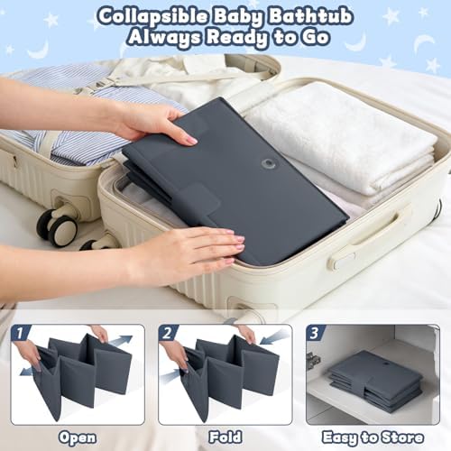Collapsible Baby Bathtub with Toy Net, Portable Bathtub for Baby Shower - Image 3