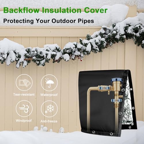 Backflow Preventer Insulated Cover (5F) 6-Layer Fabric Pipe Insulation Cover for Water Well Pump and Sprinkler Valve Winter Freeze Protection UV Coated (24" W X 24" H) - Image 5