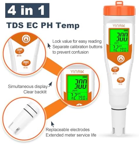 Hydroponics EC pH Tester, Simultaneous Display pH ppm for Reservoir Water - Image 4