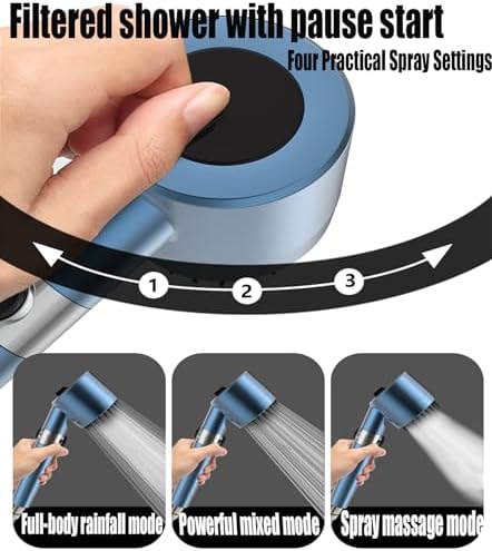 Shower Head with Handheld,Filtered Shower Heads High Pressure, High Flow Even with Low Water Pressure-Hand Held Showerhead Set, Filtered Showerhead with 59″Replacement Hose/Bracket/Cotton Filters - Image 2