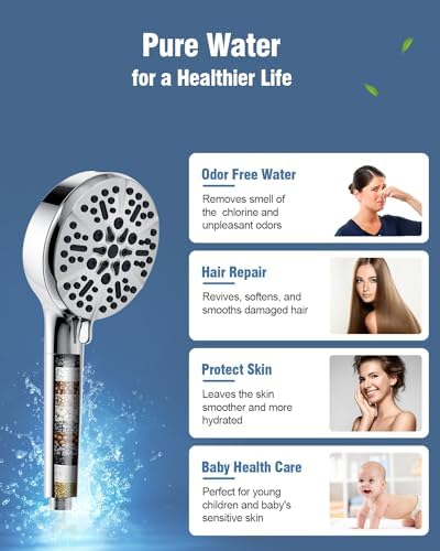 Filtered Shower Head with Handheld, BOWGER 6 Modes High Pressure Shower Heads with Power Wash Mode and Hard Water Filter, Detachable Hand Held Showerhead Set with Extra Long Hose, Chrome - Image 2