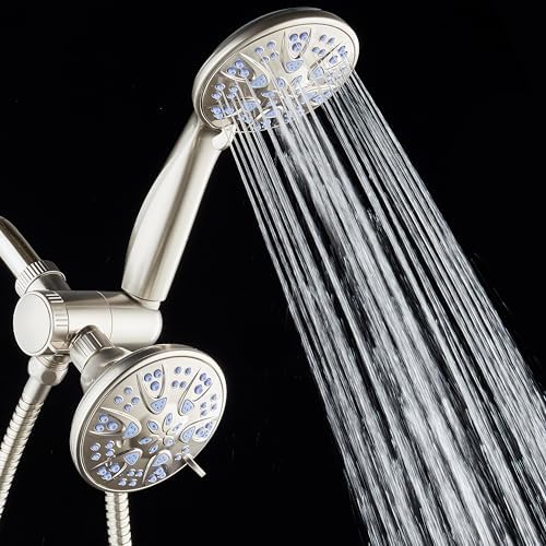 AquaDance Antimicrobial/Anti-Clog High-Pressure 30-setting Dual Head Combination Shower with Nozzle Protection from Growth of Mold, Mildew & Bacteria for a Healthier Shower – Sunset Blue - Image 5