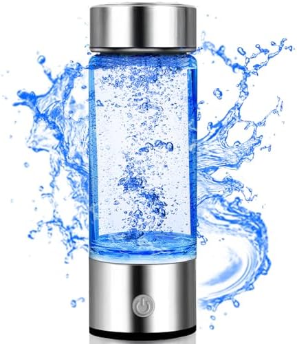 Hydrogen Water Bottle, Hydrogen Rich Water Generator, Rechargeable Portable Glass Hydrogen Water Ionizer Machine with SPE and PEM Technology, for Daily Office Home Travel and Fitness Drinking by uiexitra