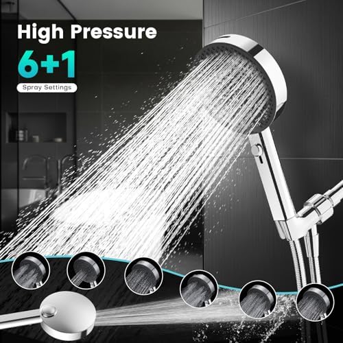 PWERAN Filtered Shower Head with Handheld, High Pressure 4 Spray Mode Showerhead with Filters, Water Softener Beads for Hard Water with ON/OFF Switch for Pets (Chromium Silver, 5 Inch Panel) - Image 4