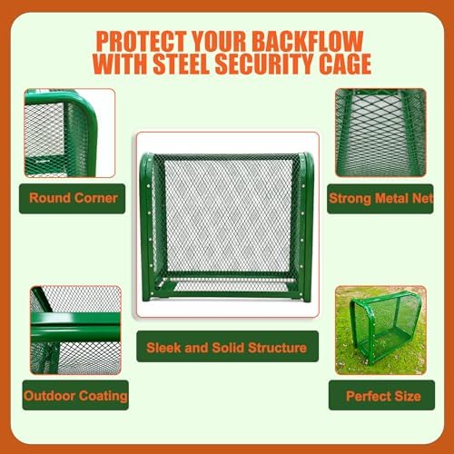 35.6″ L x 14″ W x 24″ H BIGalleons Backflow Security Cage, Green Metal Backflow Preventer Enclosure, Backflow Cage Cover with Locks(Medium) - Image 4