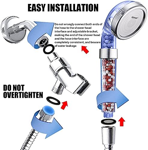 Nosame Shower Head with Hose and Bracket, Filter Filtration High Pressure Water Saving 3 Mode Function Spray Handheld Showerheads for Dry Skin & Hair - Image 6
