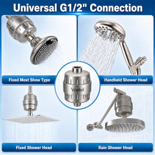 Yodel Shower Filter Brushed Nickel - Shower Head Filter for Hard Water - Water Softener to Remove Chlorine and Fluoride,Improve Hair and Skin Condition - Image 6