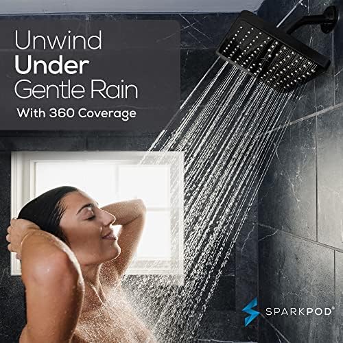 SparkPod Rain Shower Head, 8 Inch Square, Midnight Black Matte Finish - Image 4