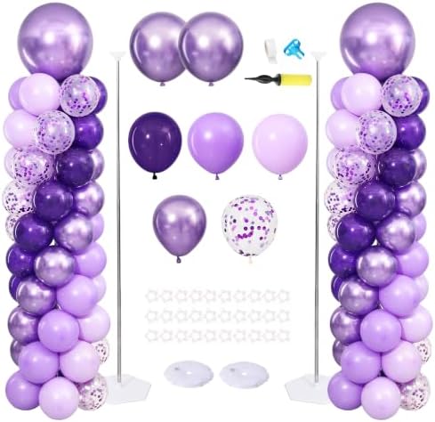 Purple Balloon Column Stand Kit Set of 2 for Floor by ZyloonDecoration