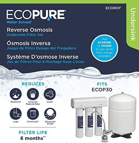 EcoPure Reverse Osmosis Under Sink Replacement Water Filter Set (ECOROF) | NSF Certified | Fits ECOP30 System | 6-Month Filter Life (Pack of 4) - Image 5