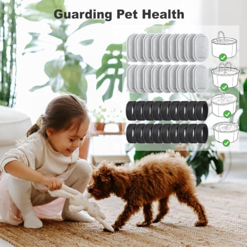 Cat Water Fountain Filters, 48 Pack Replacement Filters for 108oz/3.2L& 67oz/2L Stainless Steel Dog Water Fountain - Image 7