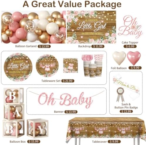 243pcs Floral Baby Shower Decorations for Girls, Serves 25 - Image 3