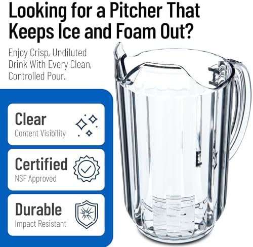 Carlisle FoodService Products 553807 Plastic Pitcher, 48 Ounces, Clear, (Pack of 6) - Image 3