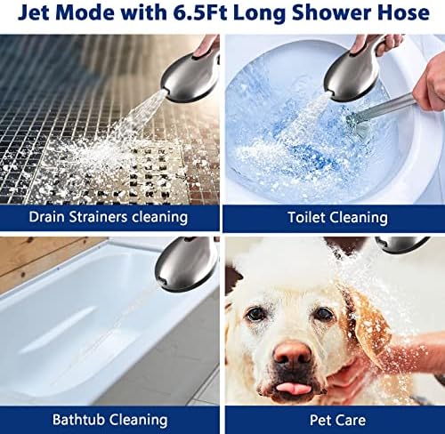 High Pressure 10-Setting Handheld Shower Head, 5" Detachable Shower Spray, 79" Extra Long Stainless Steel Hose, Adjustable Bracket - Brushed Nickel - Image 5